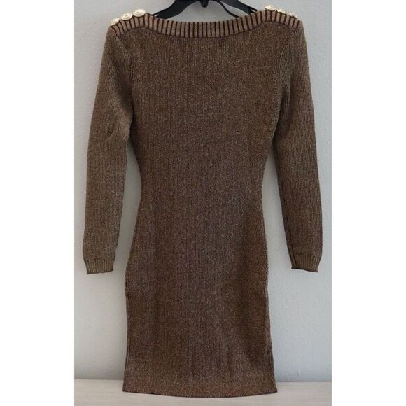 Retrofete FW22-5718 Women's Sz M Gold Avenue Metallic Rib Knit Mini Dress $325 - Picture 2 of 11